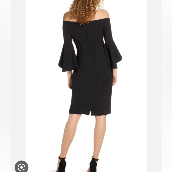 Nordstrom Chelsea28 Off the shoulder Black Dress. Sz14. NWT - Picture 3 of 13